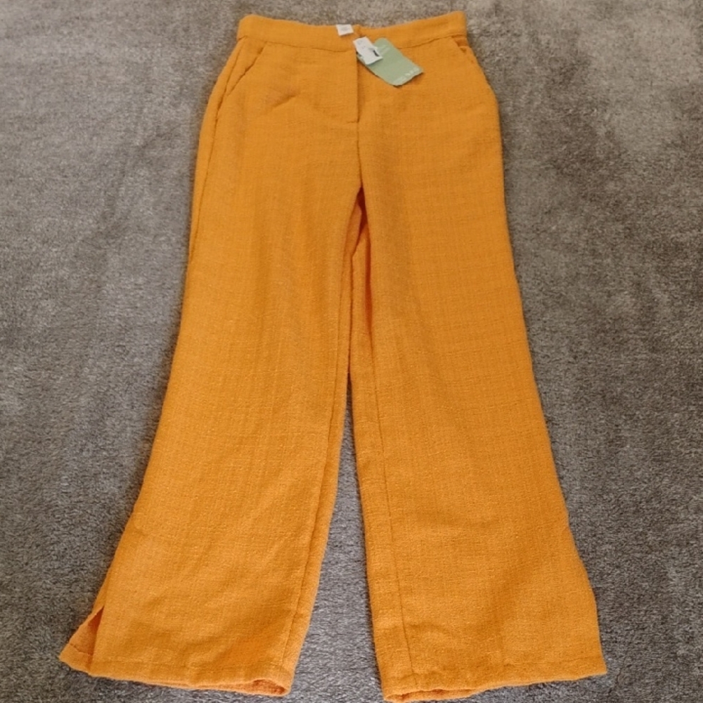 H&M New With Partial Tags Boucle Slit Hem Trousers